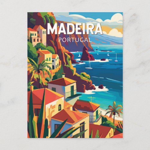 Madeira Portugal Travel Art Vintage Postcard