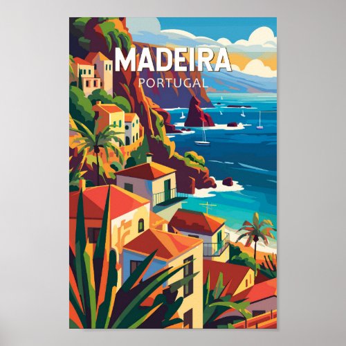 Madeira Portugal Travel Art Vintage Poster