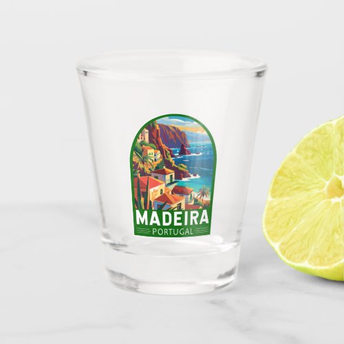 Madeira Portugal Travel Art Vintage Shot Glass