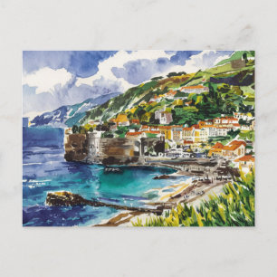 Madeira Portugal Watercolor Painting Postcard