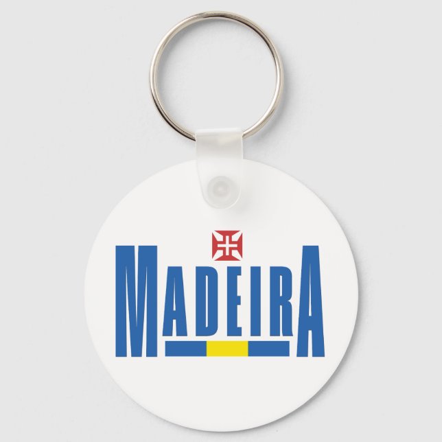 Madeira Text and Flag Colors Keychain (Front)