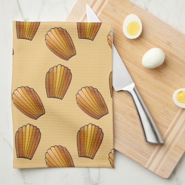 Madeleine French Food Pastry Chef Pâtisserie Cakes Kitchen Towel (Quarter Fold)