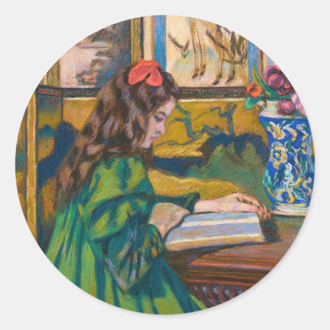 Madeleine Reading | Armand Guillaumin Classic Round Sticker (Front)