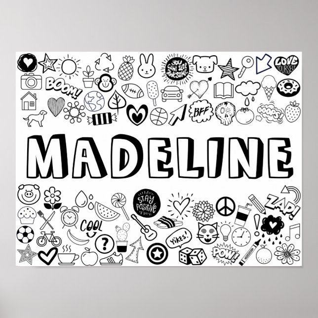 'MADELINE' Colour-it-Yourself Outline Design Poster (Front)