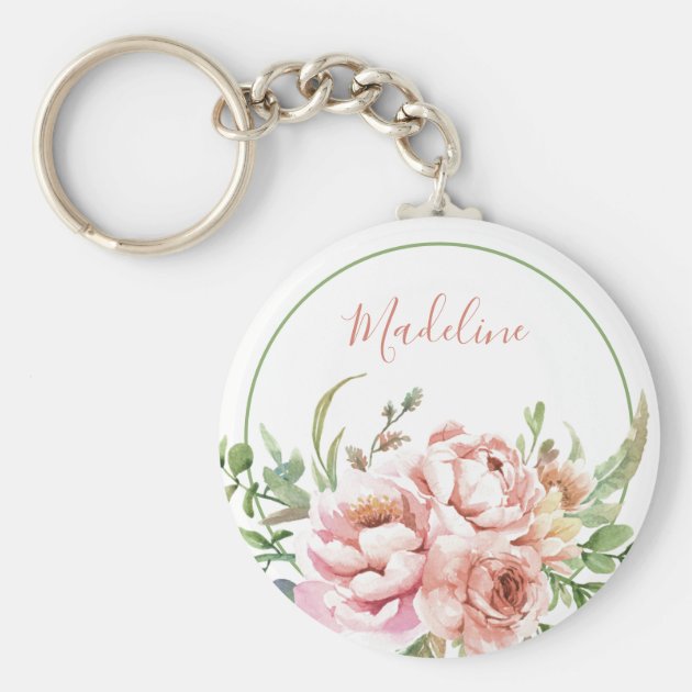 Madeline Floral Personalized Keychain 