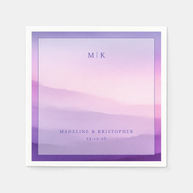MADELINE & KRISTOPHER Serene Lavender Gradient Min Napkins (Front)