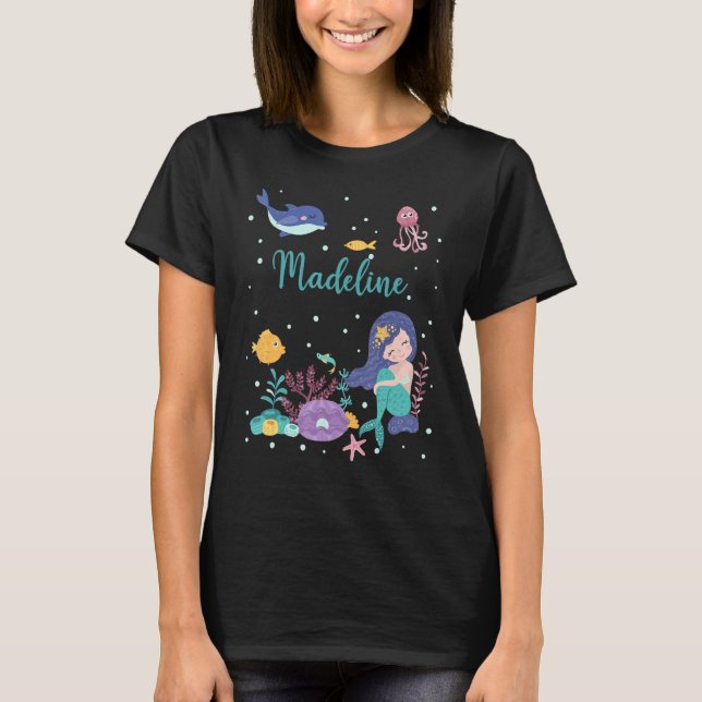 Madeline Name Gift Personalized Mermaid T-Shirt (Front)
