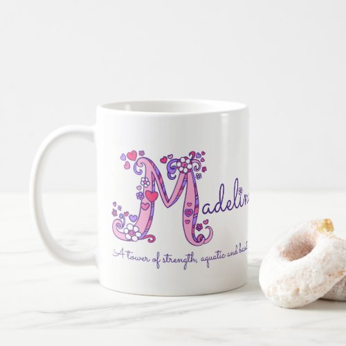 Madeline name meaning letter M monogram mug