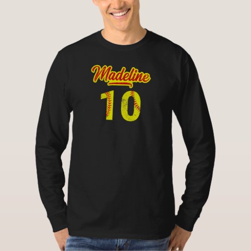 Madeline No 10 Jersey Number 10 Softball T_Shirt
