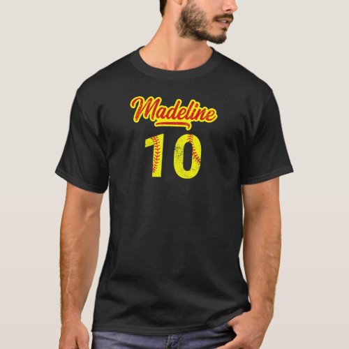 Madeline No 10 Jersey Number 10 Softball T_Shirt