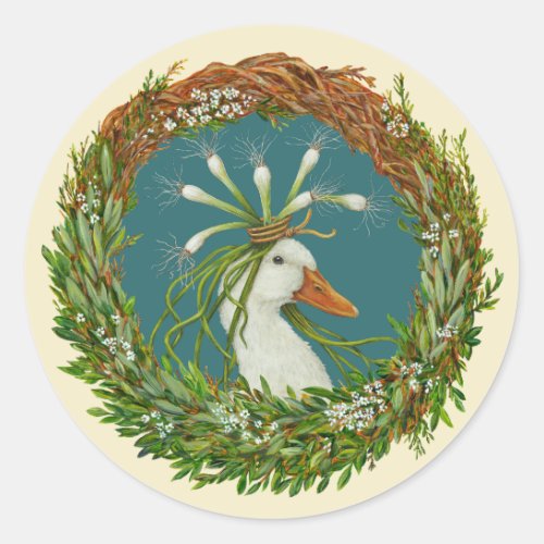 Madeline the duck in wreath stickers