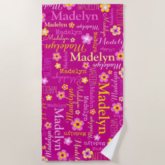 Madelyn flowers name beach towel