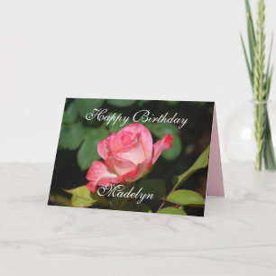 Madelyn Happy Birthday Pink and White Rose Card