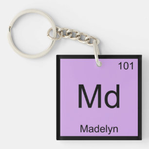 Madelyn Name Chemistry Element Periodic Table Keychain