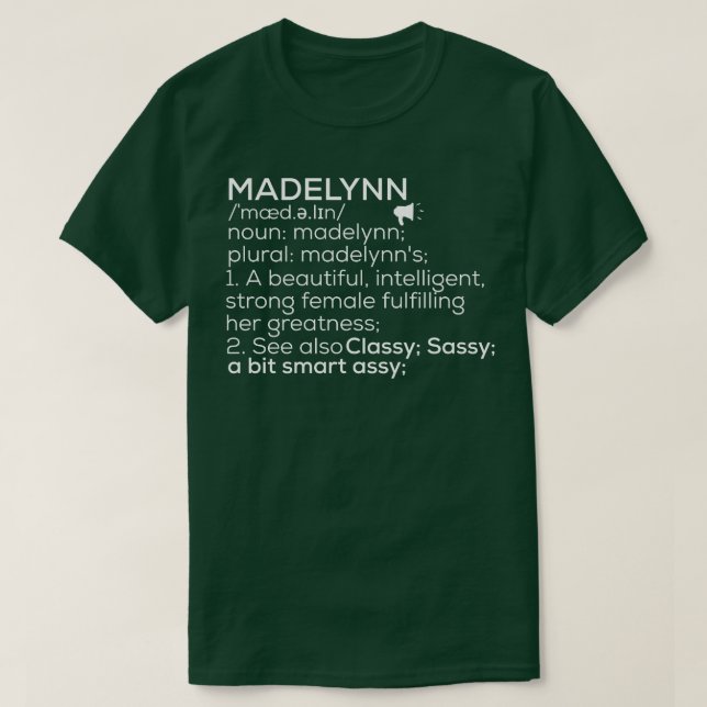 Madelynn Name Madelynn Definition Madelynn Female  T-Shirt (Design Front)