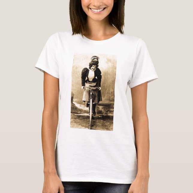 Madge Lessing on Bike Vintage 1902 T-Shirt (Front)