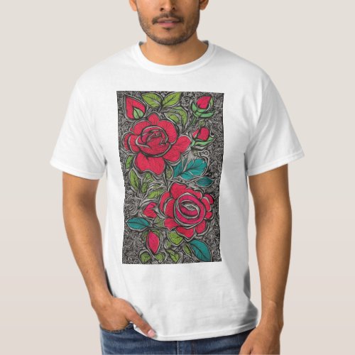 Madhubani Rose A Cultural Blossom T_Shirt Design