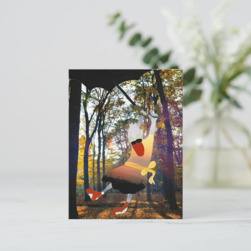Madicken Inspired Flying Duck Autumn Landscape Postcard