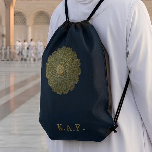 Madinah Navy Islamic Rosette Drawstring Bag