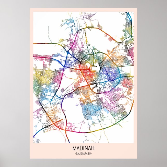 Madinah Saudi Arabia City Map Poster (Front)