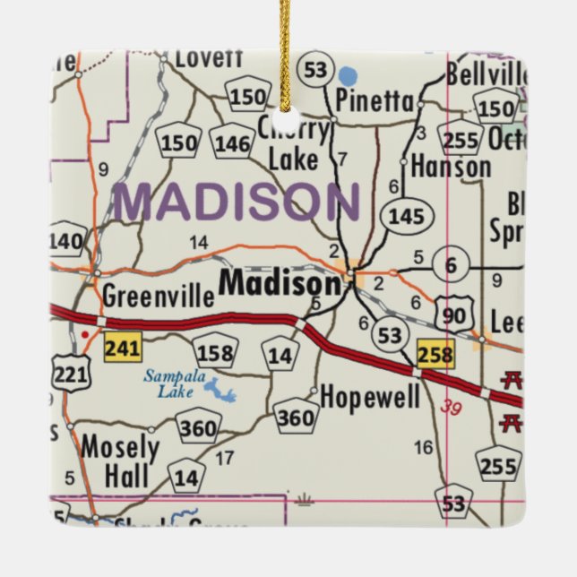 Madison Florida Map Ceramic Ornament (Back)