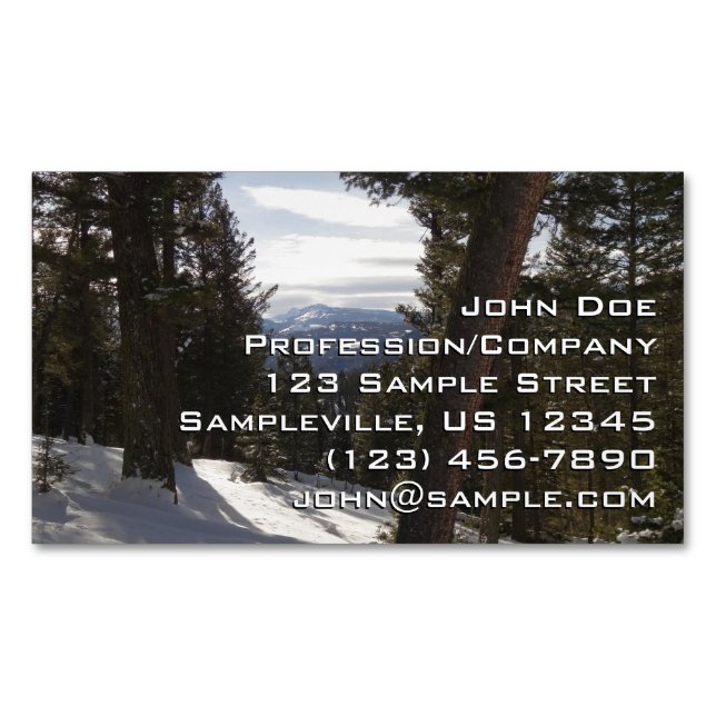Madison Mountains in Winter in Montana Business Card Magnet (Front)