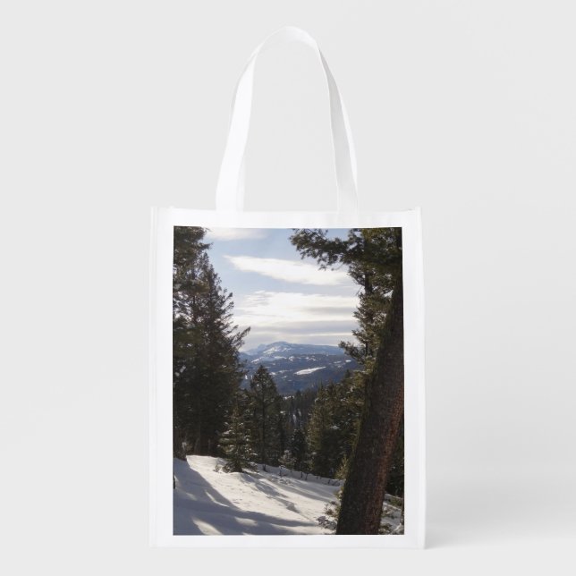 Madison Mountains in Winter in Montana Grocery Bag (Front)