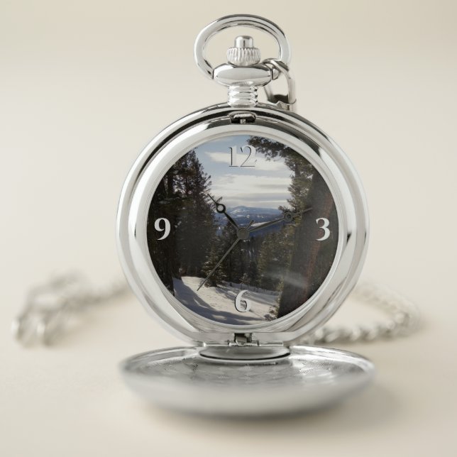 Madison Mountains in Winter in Montana Pocket Watch (Inside)