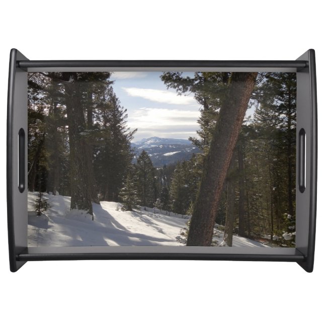 Madison Mountains in Winter in Montana Serving Tray (Front)