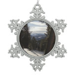 Madison Mountains in Winter in Montana Snowflake Pewter Christmas Ornament