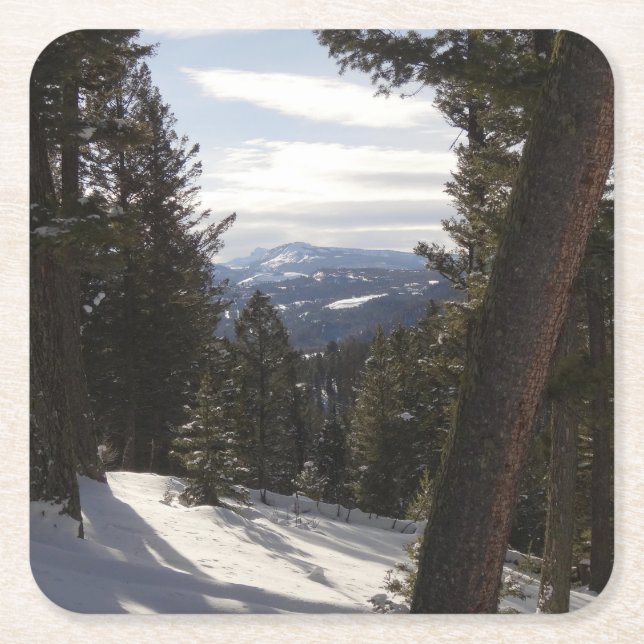 Madison Mountains in Winter in Montana Square Paper Coaster (Front)