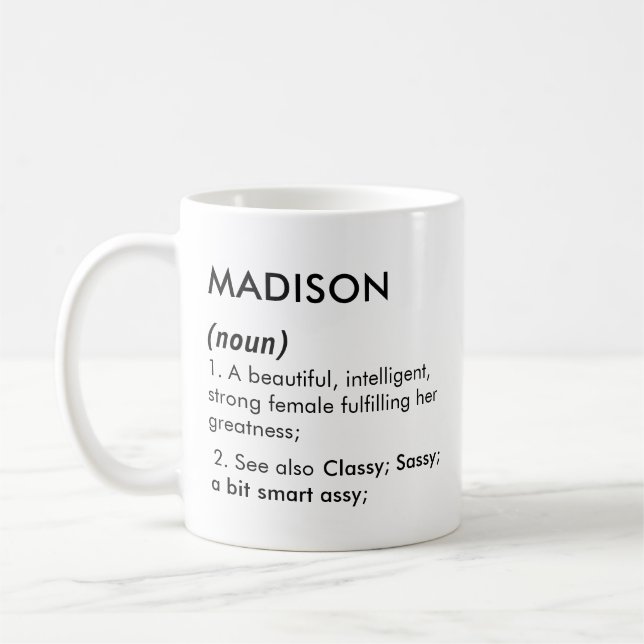 Madison name, Editable name, Custom name Coffee Mug (Left)