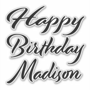 Madison Name First Name black sticker birthday