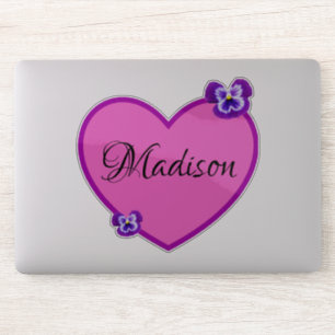 Madison Name Logo With Pansies, Sticker