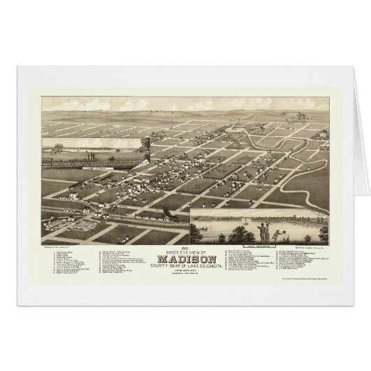 Madison, SD Panoramic Map - 1883 Cards (Front Horizontal)
