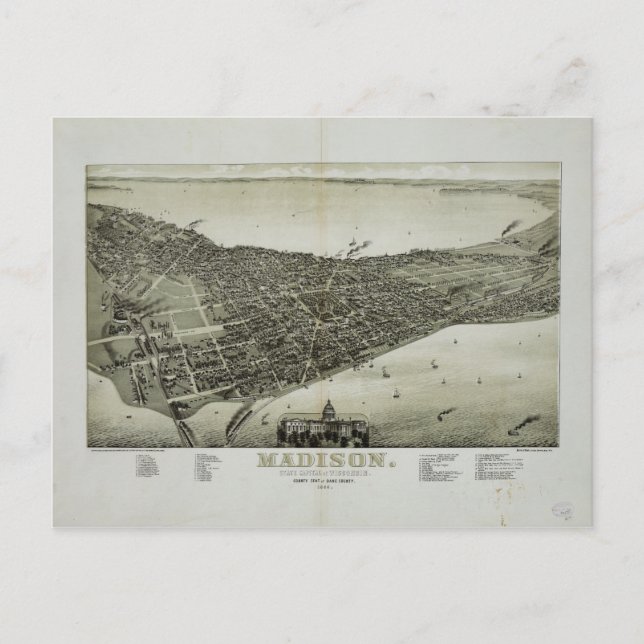 Madison, State Capital of Wisconsin (1885) Postcard (Front)