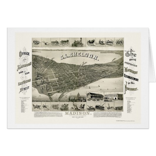 Madison, WI Panoramic Map - 1885 Cards (Front Horizontal)