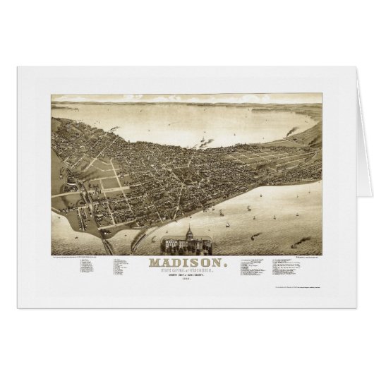 Madison, WI Panoramic Map - 1885b Cards (Front Horizontal)