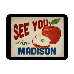 Madison Wisconsin Apple - Vintage Travel Magnet