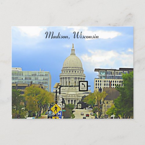 Madison Wisconsin Capitol Building Photography  Postcard