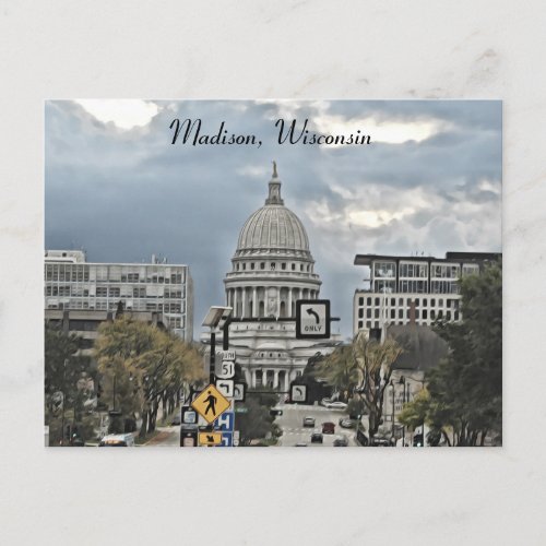 Madison Wisconsin Capitol Building Photography Postcard