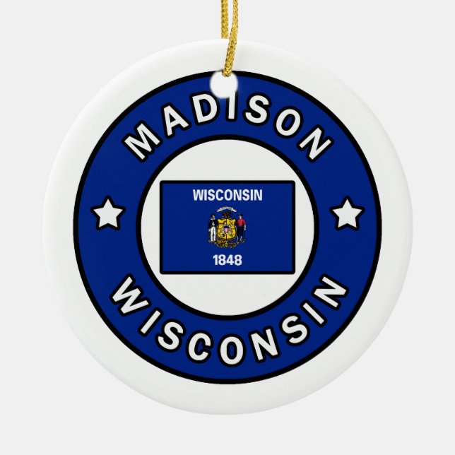 Madison Wisconsin Ceramic Ornament (Front)