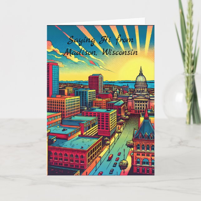 Madison, Wisconsin City Skyline at Sunset Card (Front)