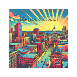 Madison, Wisconsin City Skyline at Sunset Metal Print