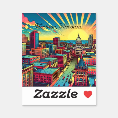 Madison Wisconsin City Skyline at Sunset Sticker