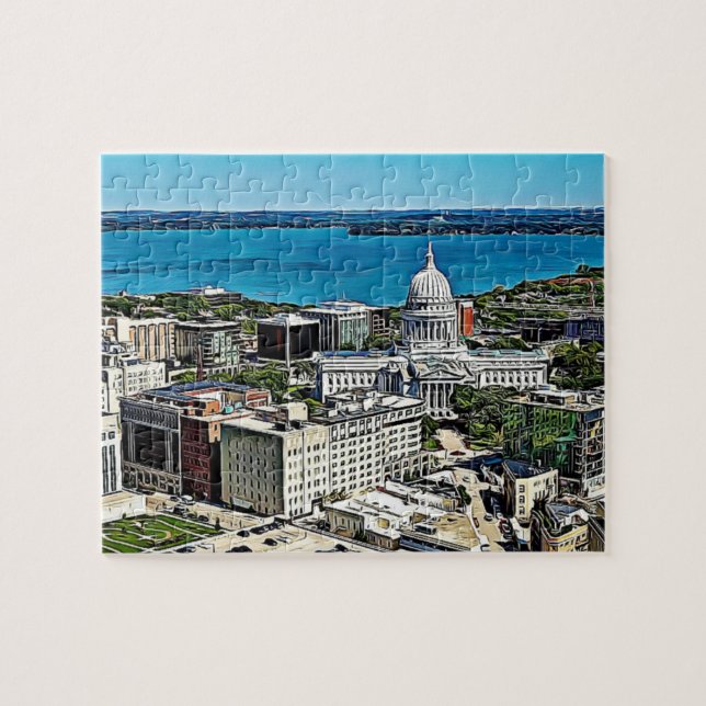 Madison, Wisconsin Downtown Lake and Buildings Jigsaw Puzzle (Horizontal)