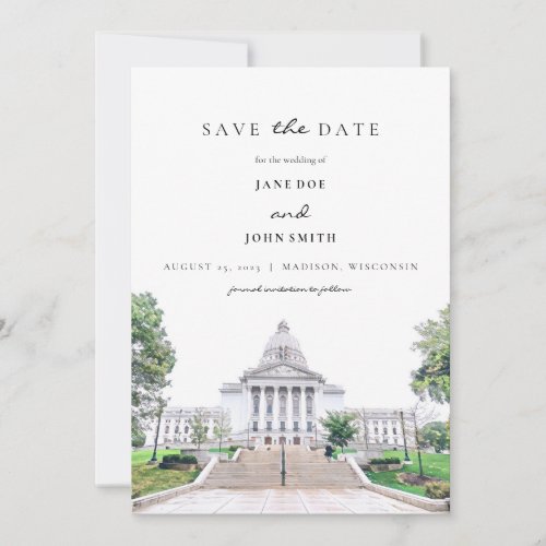 Madison Wisconsin flat Save The Date Card