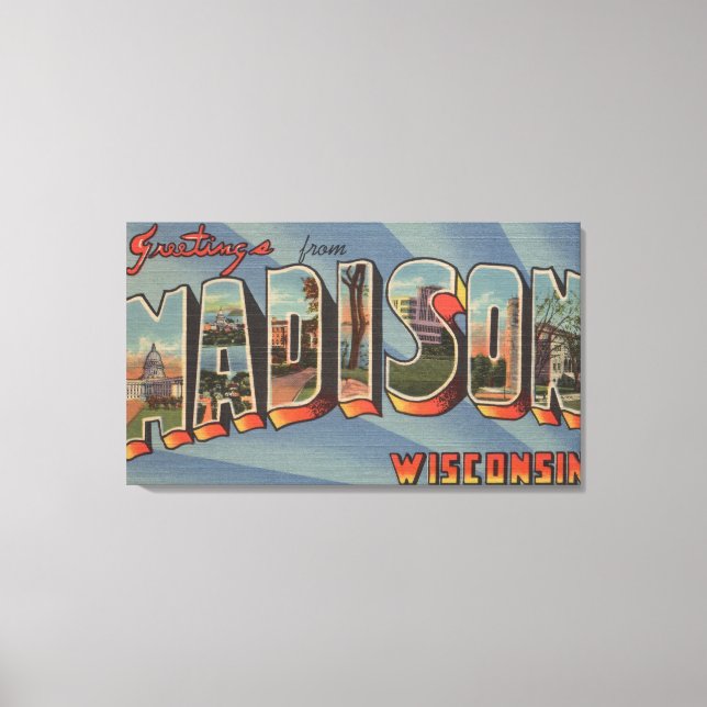 Madison, Wisconsin - Large Letter Scenes Canvas Print (Front)