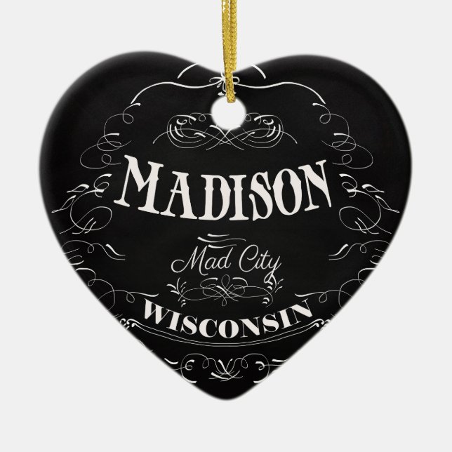Madison, Wisconsin - Mad City Ceramic Ornament (Front)
