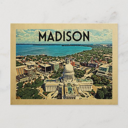 Madison Wisconsin Postcard Vintage Travel
